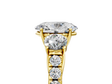 Yellow gold Oval Cut Three-Stone Diamond Pave Band with Prong Setting_110