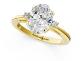 Yellow gold Oval Cut Three-Stone Solitaire Ring with Round Accent Diamonds and Four-Prong Setting_33