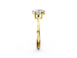 Yellow gold Oval Cut Three-Stone Solitaire Ring with Round Accent Diamonds and Four-Prong Setting_34