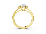 Yellow gold Oval Cut Three-Stone Solitaire Ring with Round Accent Diamonds and Four-Prong Setting_35