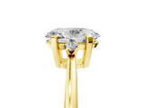 Yellow gold Oval Cut Three-Stone Solitaire Ring with Round Accent Diamonds and Four-Prong Setting_37