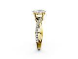 Yellow gold Oval Cut Twist Band Solitaire Diamond Ring with Pavé Setting_17