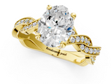 Yellow gold Oval Cut Twisted Pavé Band Solitaire Ring with Four-Prong Setting_90