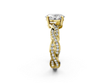 Yellow gold Oval Cut Twisted Pavé Band Solitaire Ring with Four-Prong Setting_91