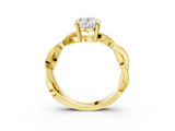 Yellow gold Oval Cut Twisted Pavé Band Solitaire Ring with Four-Prong Setting_92