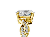 Yellow gold Oval Cut Twisted Pavé Band Solitaire Ring with Four-Prong Setting_94