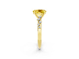 Yellow gold Oval Cut Yellow Sapphire Cluster Side Stone Solitaire Ring with Prong Setting_50