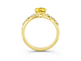 Yellow gold Oval Cut Yellow Sapphire Cluster Side Stone Solitaire Ring with Prong Setting_51