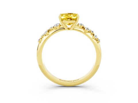 Yellow gold Oval Cut Yellow Sapphire Cluster Side Stone Solitaire Ring with Prong Setting_51