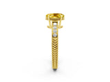 Yellow gold Oval Cut Yellow Sapphire Engagement Ring with Milgrain Channel Set Band and Prong Setting_26