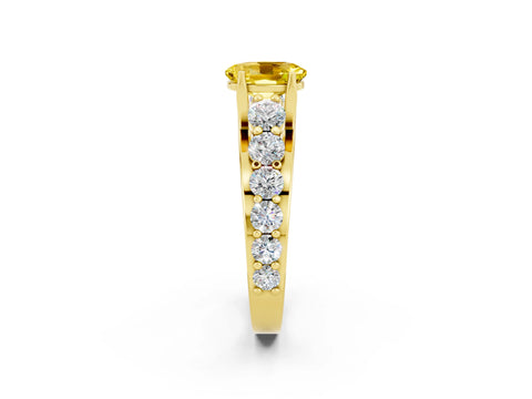 Yellow gold Oval Cut Yellow Sapphire Engagement Ring with Pavé Band and Four-Prong Setting_2