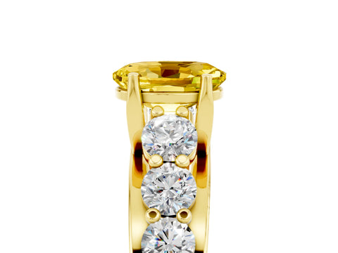 Yellow gold Oval Cut Yellow Sapphire Engagement Ring with Pavé Band and Four-Prong Setting_5
