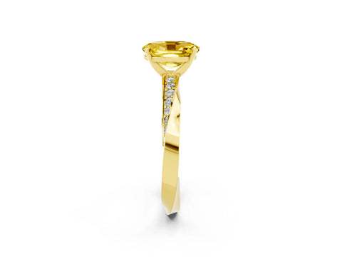 Yellow gold Oval Cut Yellow Sapphire Engagement Ring with Side Stone Accents and Four-Prong Setting_53