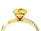 Yellow gold Oval Cut Yellow Sapphire Engagement Ring with Side Stone Accents and Four-Prong Setting_64