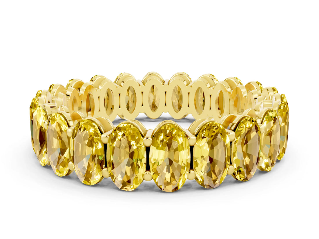 Yellow gold Oval Cut Yellow Sapphire Eternity Band with Shared Prong Setting_12
