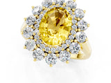 Yellow gold Oval Cut Yellow Sapphire Floral Double Halo Engagement Ring with Prong Setting_61