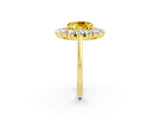 Yellow gold Oval Cut Yellow Sapphire Floral Double Halo Engagement Ring with Prong Setting_62
