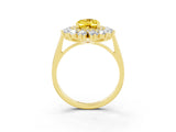 Yellow gold Oval Cut Yellow Sapphire Floral Double Halo Engagement Ring with Prong Setting_63