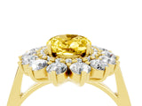 Yellow gold Oval Cut Yellow Sapphire Floral Double Halo Engagement Ring with Prong Setting_64