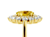 Yellow gold Oval Cut Yellow Sapphire Floral Double Halo Engagement Ring with Prong Setting_65