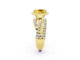 Yellow gold Oval Cut Yellow Sapphire Halo Ring with Round Split Shank and Prong Setting_50