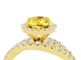 Yellow gold Oval Cut Yellow Sapphire Halo Ring with Round Split Shank and Prong Setting_52