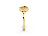 Yellow gold Oval Cut Yellow Sapphire Halo Ring with Tapered Band and Four-Prong Setting_2