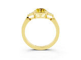 Yellow gold Oval Cut Yellow Sapphire Halo Ring with Tapered Band and Four-Prong Setting_3