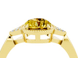 Yellow gold Oval Cut Yellow Sapphire Halo Ring with Tapered Band and Four-Prong Setting_4