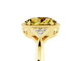 Yellow gold Oval Cut Yellow Sapphire Halo Ring with Tapered Band and Four-Prong Setting_5