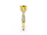 Yellow gold Oval Cut Yellow Sapphire Halo Twist Band Solitaire Prong Setting Ring_26