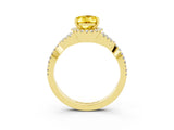 Yellow gold Oval Cut Yellow Sapphire Halo Twist Band Solitaire Prong Setting Ring_27