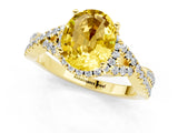 Yellow gold Oval Cut Yellow Sapphire  Halo Twist Band Solitaire Prong Setting Ring_37