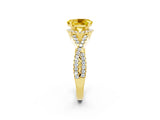 Yellow gold Oval Cut Yellow Sapphire  Halo Twist Band Solitaire Prong Setting Ring_38