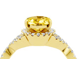 Yellow gold Oval Cut Yellow Sapphire  Halo Twist Band Solitaire Prong Setting Ring_40