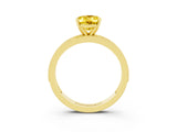 Yellow gold Oval Cut Yellow Sapphire Milgrain Pavé Engagement Ring with Four-Prong Setting_51