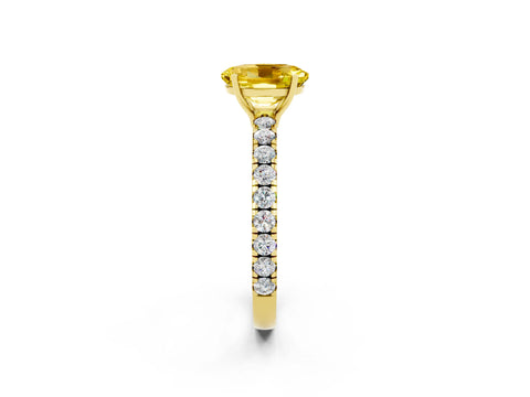 Yellow gold Oval Cut Yellow Sapphire Pavé Solitaire Engagement Ring with Four-Prong Setting_14