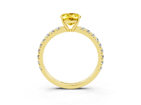 Yellow gold Oval Cut Yellow Sapphire Pavé Solitaire Engagement Ring with Four-Prong Setting_15