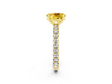Yellow gold Oval Cut Yellow Sapphire Pavé Solitaire Ring with Round Band and Prong Setting_14