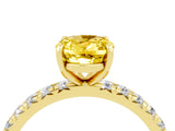 Yellow gold Oval Cut Yellow Sapphire Pavé Solitaire Ring with Round Band and Prong Setting_16