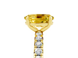 Yellow gold Oval Cut Yellow Sapphire Pavé Solitaire Ring with Round Band and Prong Setting_17