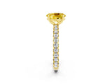 Yellow gold Oval Cut Yellow Sapphire Pavé Solitaire Ring with Round Band and Prong Setting_26