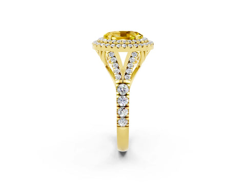 Yellow gold Oval Cut Yellow Sapphire Pavé Split Shank Double Halo Engagement Ring_2
