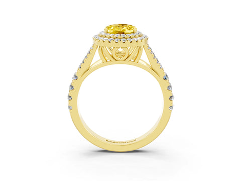 Yellow gold Oval Cut Yellow Sapphire Pavé Split Shank Double Halo Engagement Ring_3