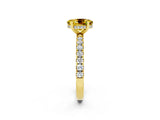 Yellow gold Oval Cut Yellow Sapphire Pave Band Solitaire Ring with Four-Prong Setting_62