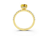 Yellow gold Oval Cut Yellow Sapphire Pave Band Solitaire Ring with Four-Prong Setting_63