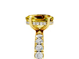 Yellow gold Oval Cut Yellow Sapphire Pave Band Solitaire Ring with Four-Prong Setting_65