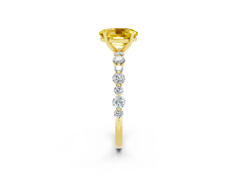 Yellow gold Oval Cut Yellow Sapphire Prong Set Engagement Ring with Pavé Band_14