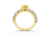 Yellow gold Oval Cut Yellow Sapphire Prong Setting with Side Stones on a Pave Band_27