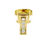 Yellow gold Oval Cut Yellow Sapphire Ring with Milgrain Pavé Band and Four-Prong Setting_41